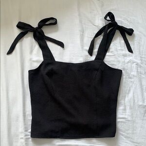 Elegant Black Bow-Tie Strap Top